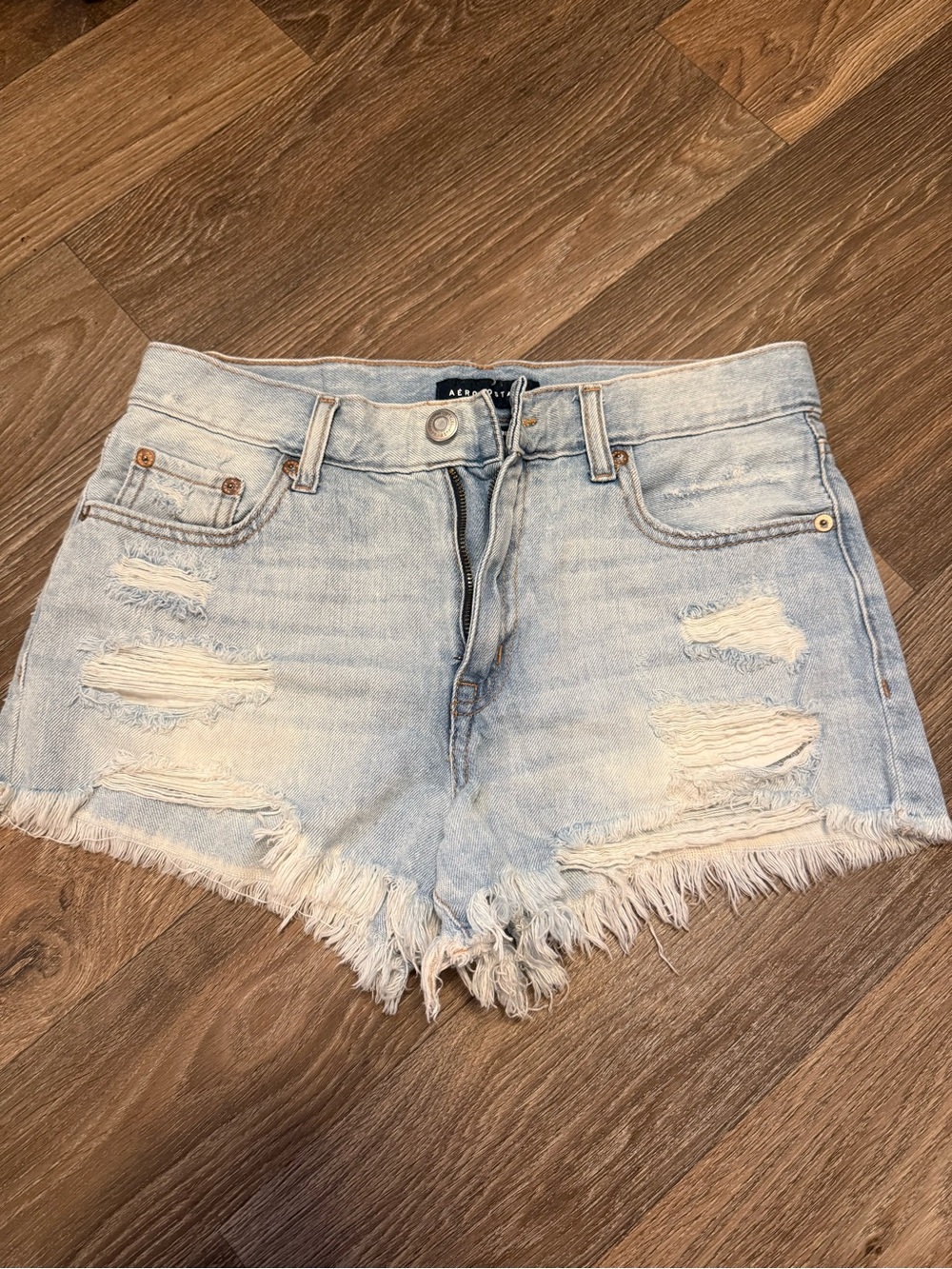Aeropostale Light Blue Distressed Denim Cutoff Shorts